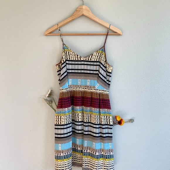Madewell Broadway & Broome Silk Cami Dress Size 2 Multicolored Pattern Lined - Picture 4 of 5
